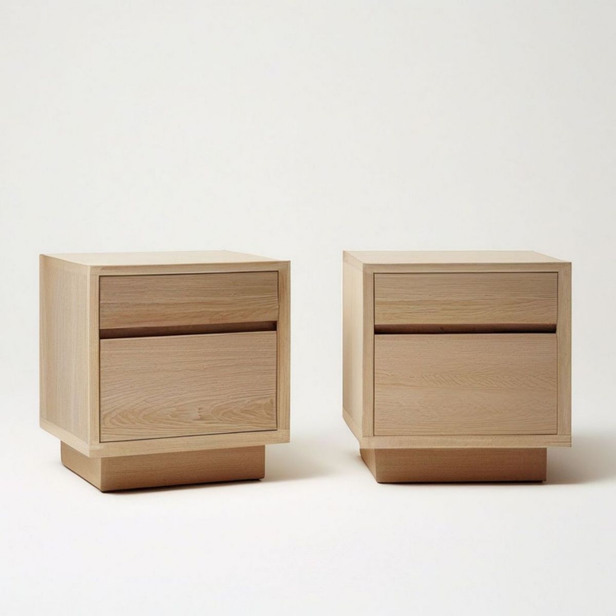 Nachttisch-Set, 2 Stück, Eichenfurnier in Hellbraun, je 45 x 40 x 55 cm