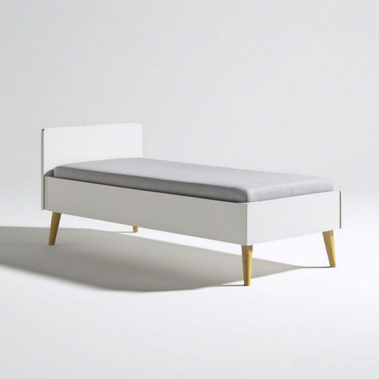 Einzelbett 90 x 200 cm Weiss mit Kiefernholzbeinen
